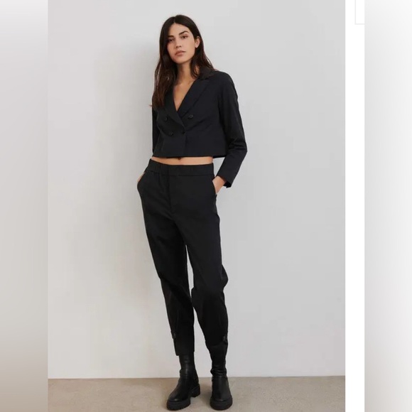 BA&SH Valmy cropped cotton tapered pants black charcoal medium US6 - Picture 4 of 10